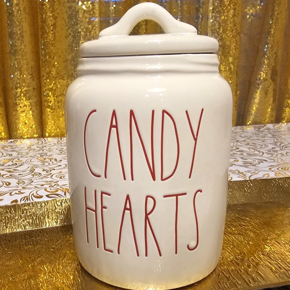 Rae dunn Candy Hearts Jar With Lid Medium size